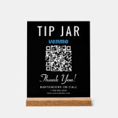 Tip Jar Venmo QR Code Zwart Acryl Bord (Voorkant)