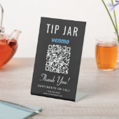 Tip Jar Venmo QR Code Zwart Reclamebord Met Voetstuk (Insitu)