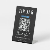 Tip Jar Venmo QR Code Zwart Reclamebord Met Voetstuk (Voorkant)
