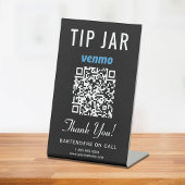 Tip Jar Venmo QR Code Zwart Reclamebord Met Voetstuk
