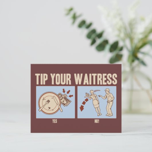 Tip je Waitress Briefkaart (Staand voorkant)