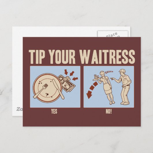 Tip je Waitress Briefkaart (Voorkant / Achterkant)