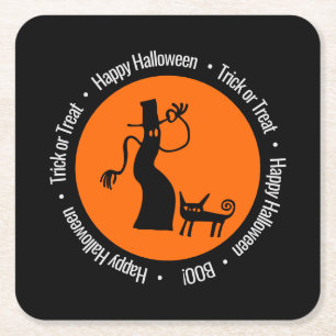 Tip o' het Pet Happy Halloween Zwart Papier Onderz Kartonnen Onderzetters