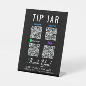 Tip Pot QR Code Venmo Paypal Cashapp Zelle Reclamebord Met Voetstuk (Voorkant)