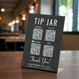 Tip Pot QR Code Venmo Paypal Cashapp Zelle Reclamebord Met Voetstuk