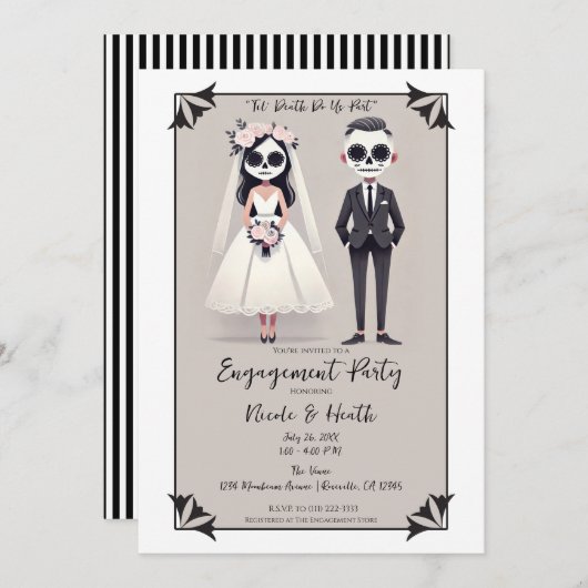 Tip Teen Sugar Skull Bride & Groom Engagement Part Kaart (Voorkant / Achterkant)