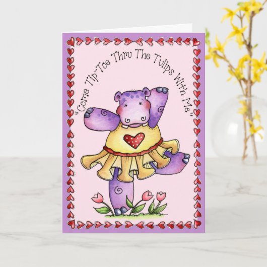 Tip Toe - Wenskaart Kaart (Gele Bloem)