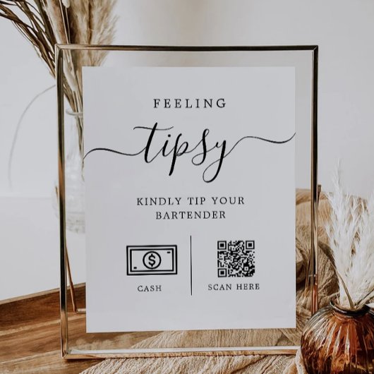 Tip uw barman teken, bruiloft bar tip teken reclamebord met voetstuk