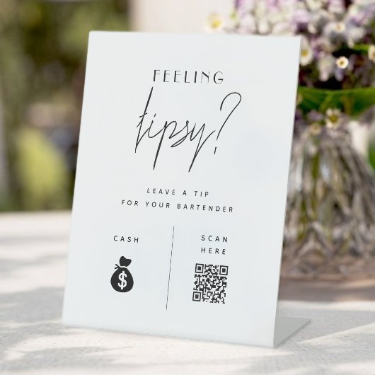 Tip uw bartender QR code teken Reclamebord Met Voetstuk