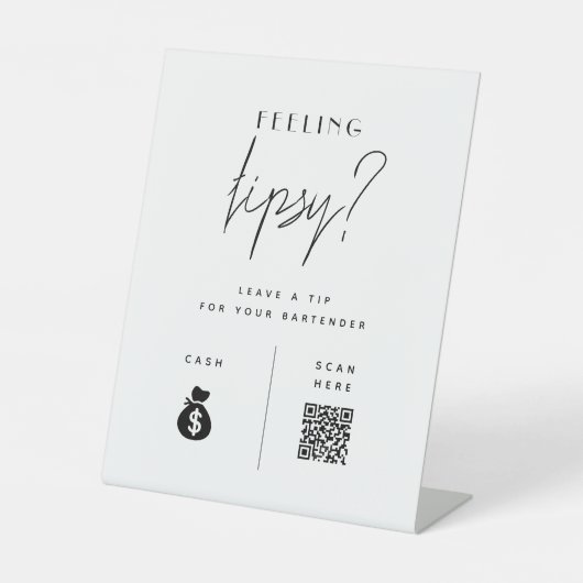 Tip uw bartender QR code teken Reclamebord Met Voetstuk (Voorkant)