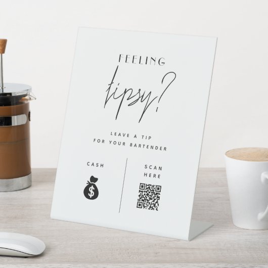 Tip uw bartender QR code teken Reclamebord Met Voetstuk (Insitu)