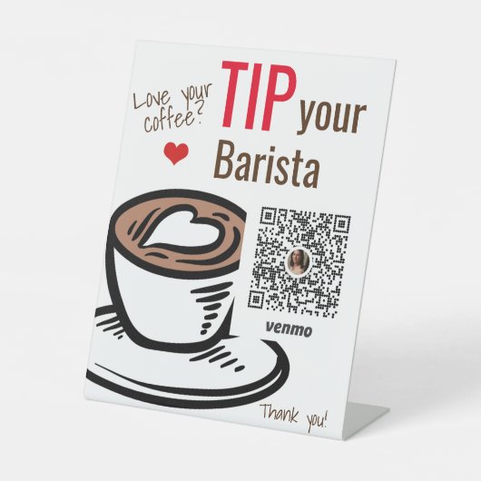 Tip uw koffie Barista voetstuk teken Reclamebord Met Voetstuk (Voorkant)