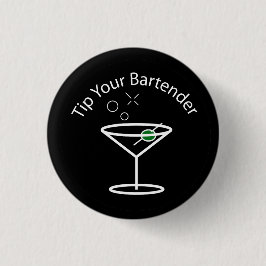 Tip Your Bartender Martini Pin Ronde Button 3,2 Cm
