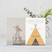Tipi Camp | Eerste verjaardag foto uitnodigen Kaart (Staand voorkant)