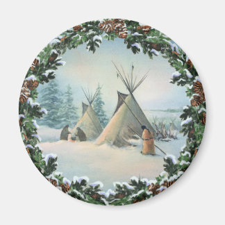 TIPI CAMP SQUAW & BOUGHS by SHARON SHARPE Magneet