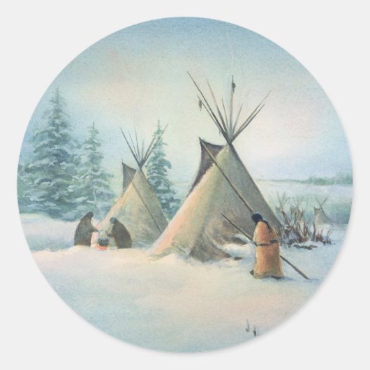TIPI CAMP SQUAW door SHARON SHARPE Ronde Sticker (Voorkant)