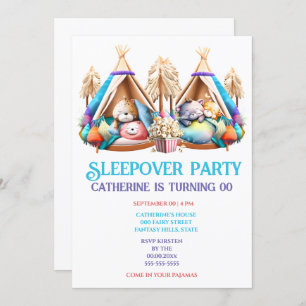 Tipi cartoon dieren slapen popcorn kinderen kaart