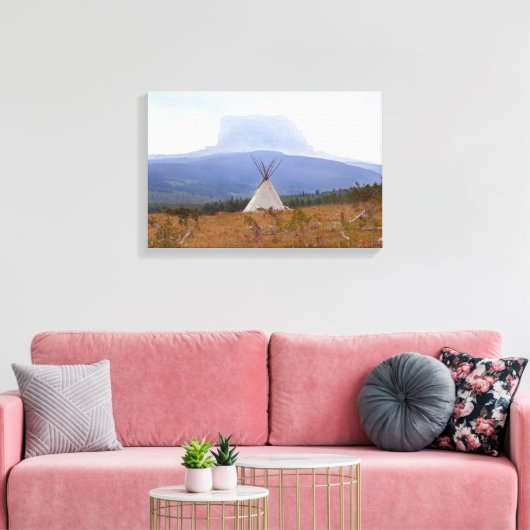 Tipi, Chief Mountain, Montana Canvas Afdruk (Insitu (Woonkamer))
