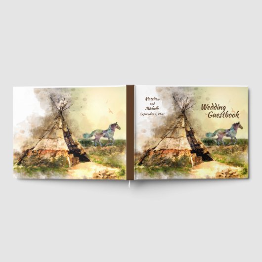 Tipi en Boho Horse Teepee Wedding Gastenboek (Volledig)