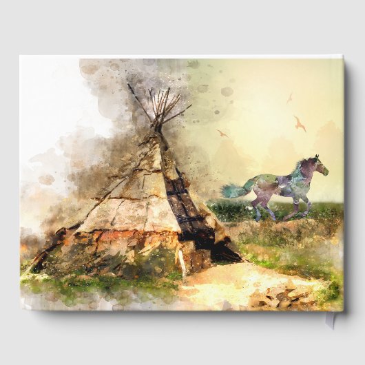 Tipi en Boho Horse Teepee Wedding Gastenboek (Achterkant)