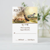 Tipi en Boho Horse Teepee Wedding RSVP Kaartje (Staand voorkant)