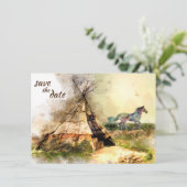 Tipi en Boho Horse Teepee Wedding Save The Date (Staand voorkant)