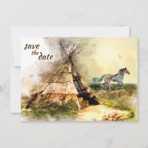 Tipi en Boho Horse Teepee Wedding Save The Date