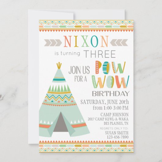 Tipi Indiaanse pow wauw Kaart (Voorkant)