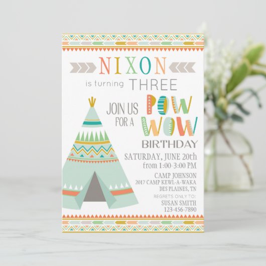 Tipi Indiaanse pow wauw Kaart (Staand voorkant)