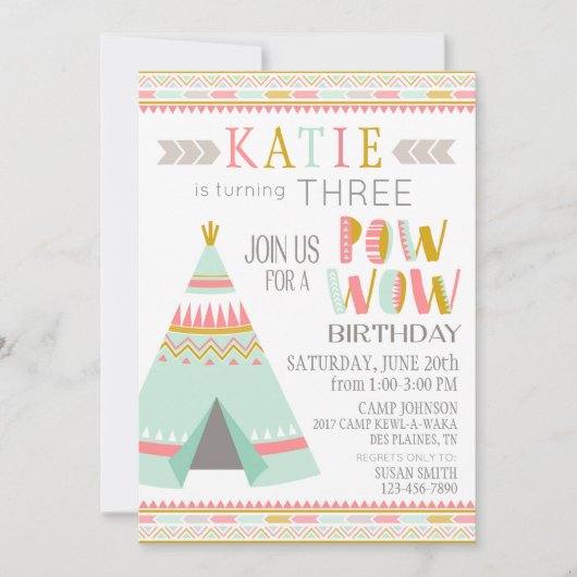 Tipi Indiaanse pow wauw Kaart (Voorkant)