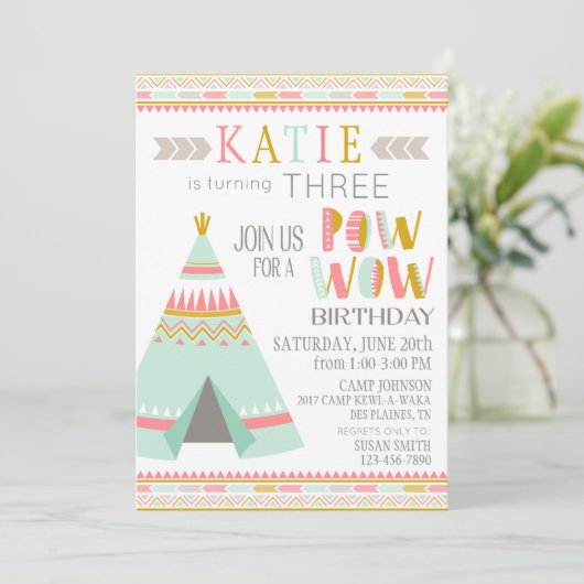 Tipi Indiaanse pow wauw Kaart (Staand voorkant)