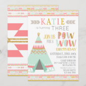 Tipi Indiaanse Pow Wow Verjaardag Kaart (Voorkant / Achterkant)