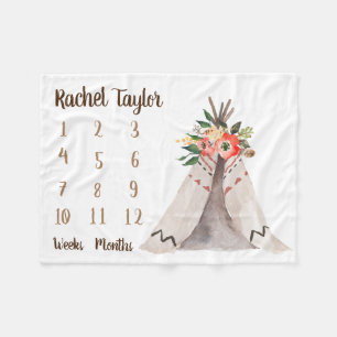 Tipi Maandelijkse Baby Meisje Milestone Deken