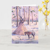 TIPI, PAARD & SNEEUW DOOR SHARON SHARPE KAART (Gele Bloem)