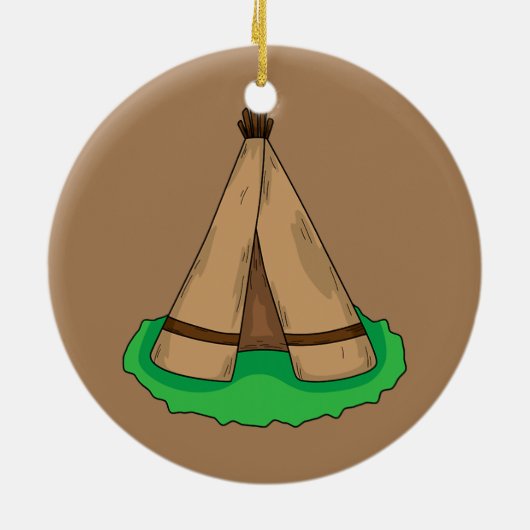 Tipi Teepee Native American Tent Camp Camping Keramisch Ornament (Achterkant)