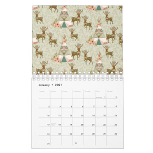 Tipi Tent Rendier Geweien Roze Bloemen Natuurlijk Kalender