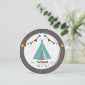 Tipi Verjaardagsfeestje Ronde uitnodigen Turquoise Kaart (Staand voorkant)