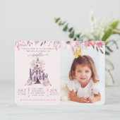 Tipi verjaardagsfeestje uitnodigen. kaart (Staand voorkant)