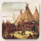 Tipis Sioux War Council George Catlin Circa 1850 Bier Onderzetter (Voorkant)