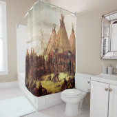 Tipis Sioux War Council George Catlin Circa 1850 Douchegordijn (In situ)