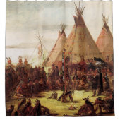 Tipis Sioux War Council George Catlin Circa 1850 Douchegordijn (Voorkant)