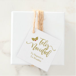 Tipografía en Español Feliz Navidad con Acebo Bedankjes Labels