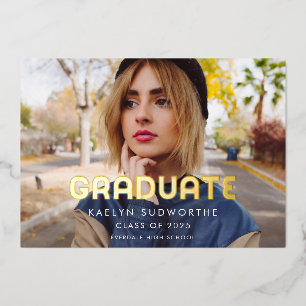  tipografie Foto Graduation Party Gold Folie Uitnodiging