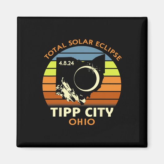 Tipp City Ohio Totale Zonsverduistering 2024 Magneet (Voorkant)