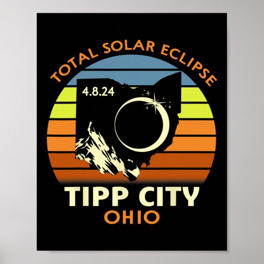 Tipp City Ohio Totale Zonsverduistering 2024 Poster (Voorkant)