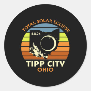 Tipp City Ohio Totale Zonsverduistering 2024 Ronde Sticker