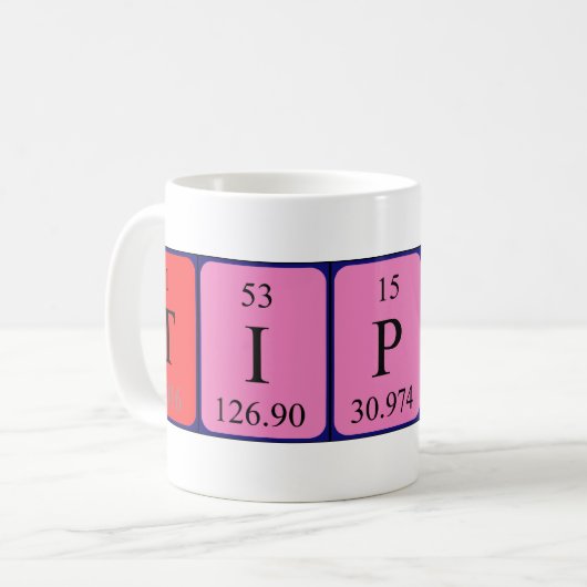 Tipper periodieke lijstnaam mok (Voorkant links)