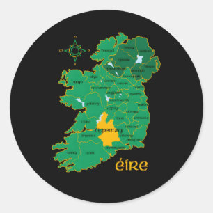 Tipperary Ireland County Kaart Eire Irish Travel Ronde Sticker