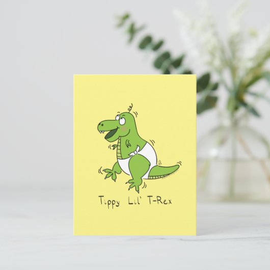 Tippy Lil T-Rex Baby Dinosaur Funny Briefkaart (Staand voorkant)