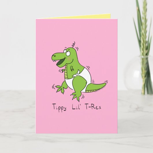 Tippy Lil T-Rex Baby dinosaurus Schattige Wenskaar Kaart (Voorkant)